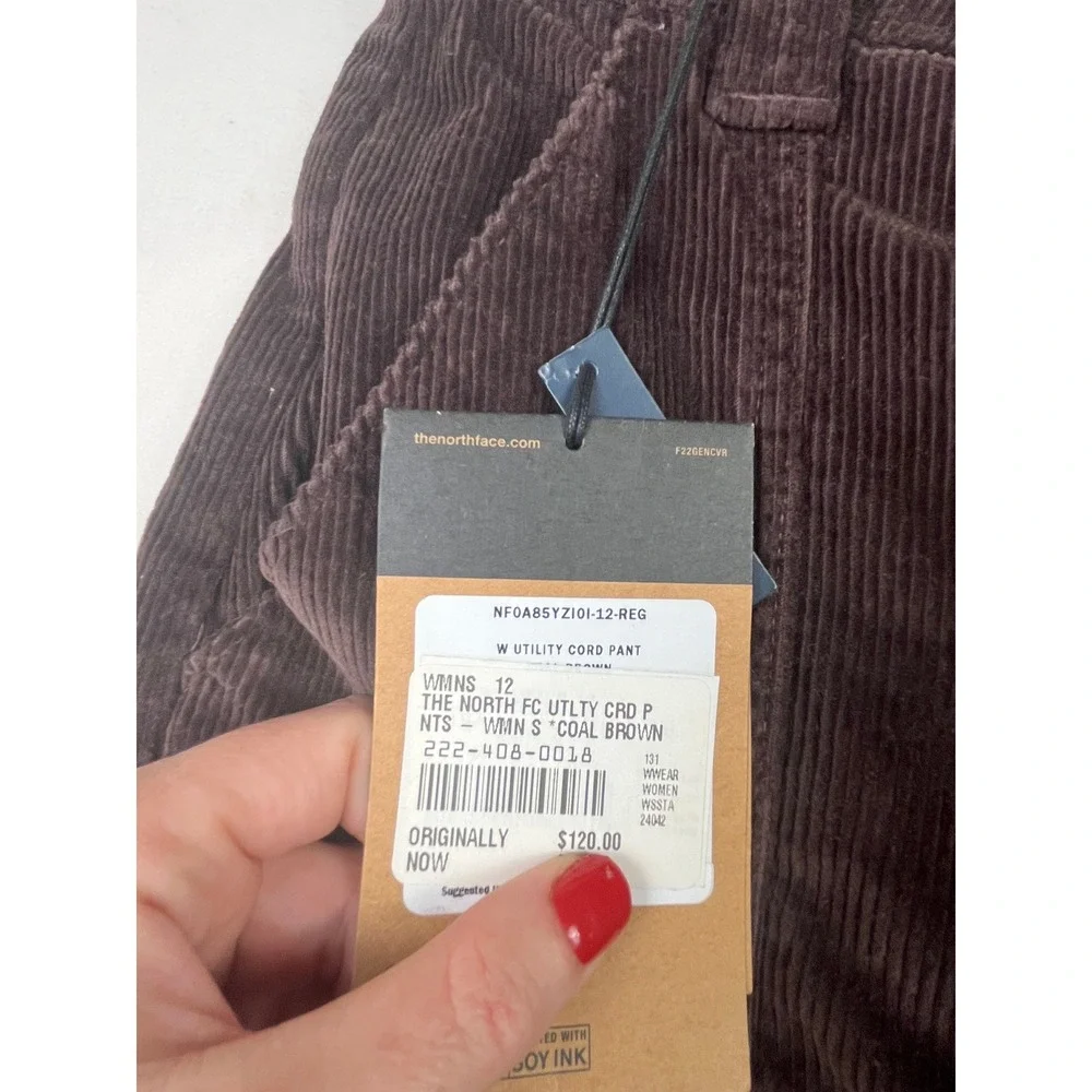 The North Face Utility Cord Pant Coal Brown Corduroy Cargo Womens 12 NF0A85YZ‎